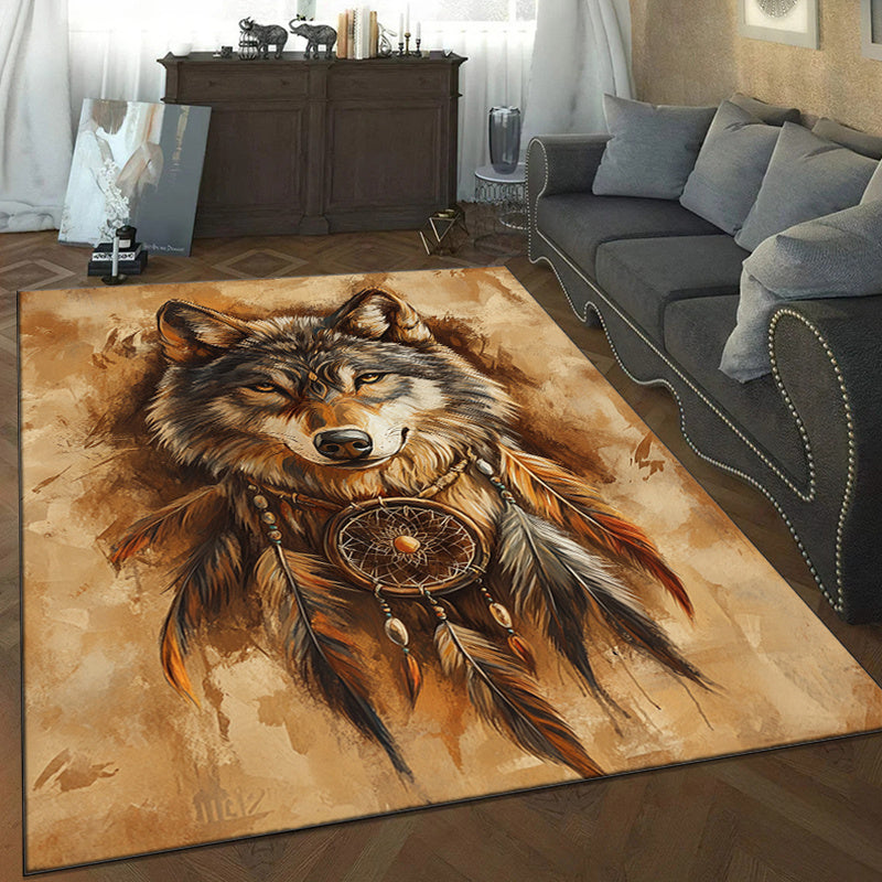 Dreamcatcher & Wolf 3D Printed Area Rug - Non-Slip, Large Rectangle Carpet for Living Room, Bedroom, Kitchen - Perfect Home Decor & Christmas Gift, Christmas Decor