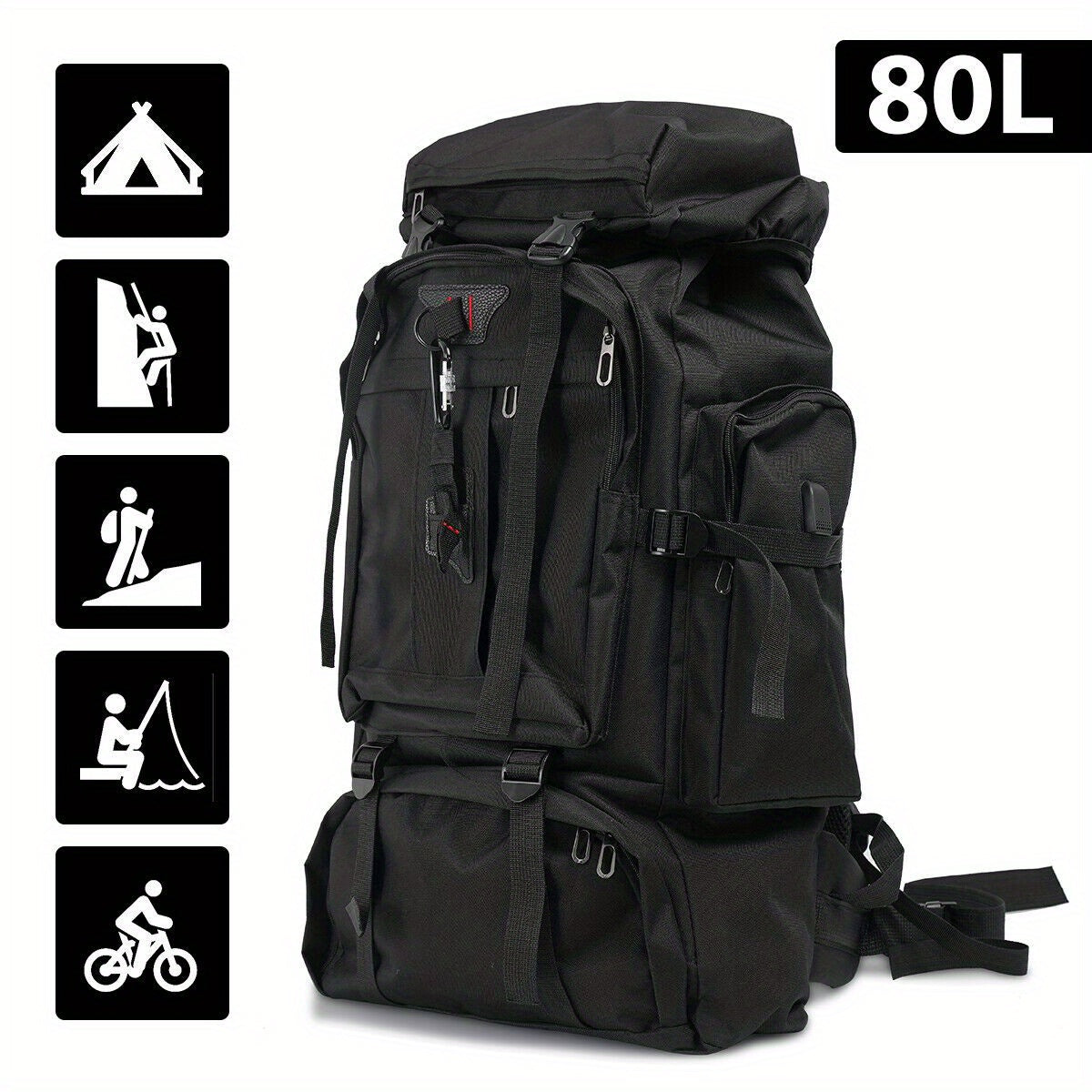 80L Large Capacity Multi-Function Backpack Hiking Backpack Sports Camping Outdoor Hiking Backpack Travel Backpack Bag