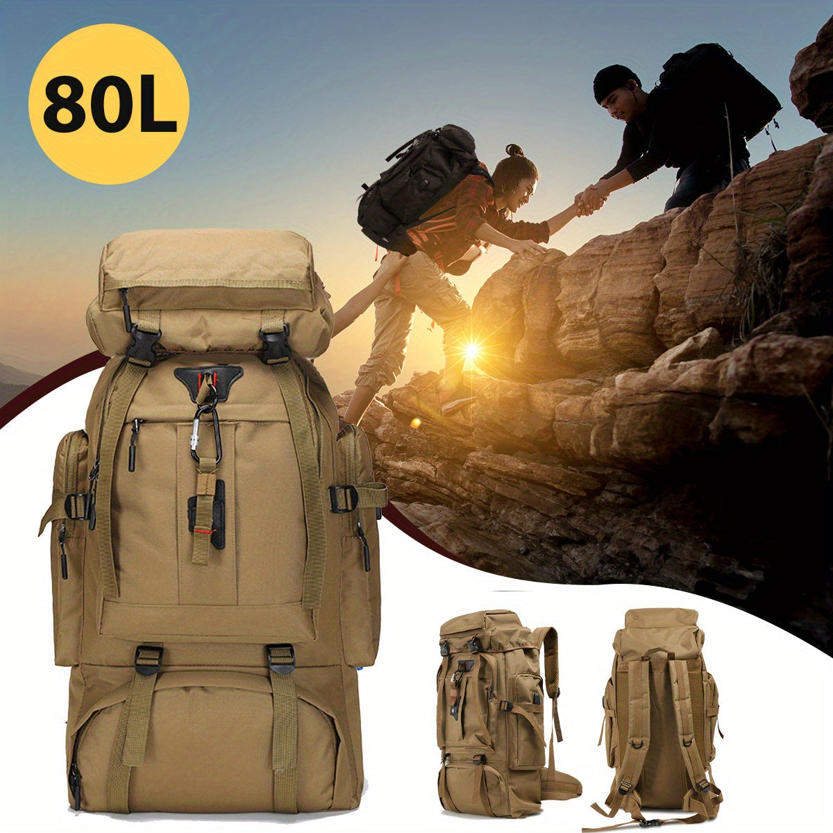 80L Large Capacity Multi-Function Backpack Hiking Backpack Sports Camping Outdoor Hiking Backpack Travel Backpack Bag