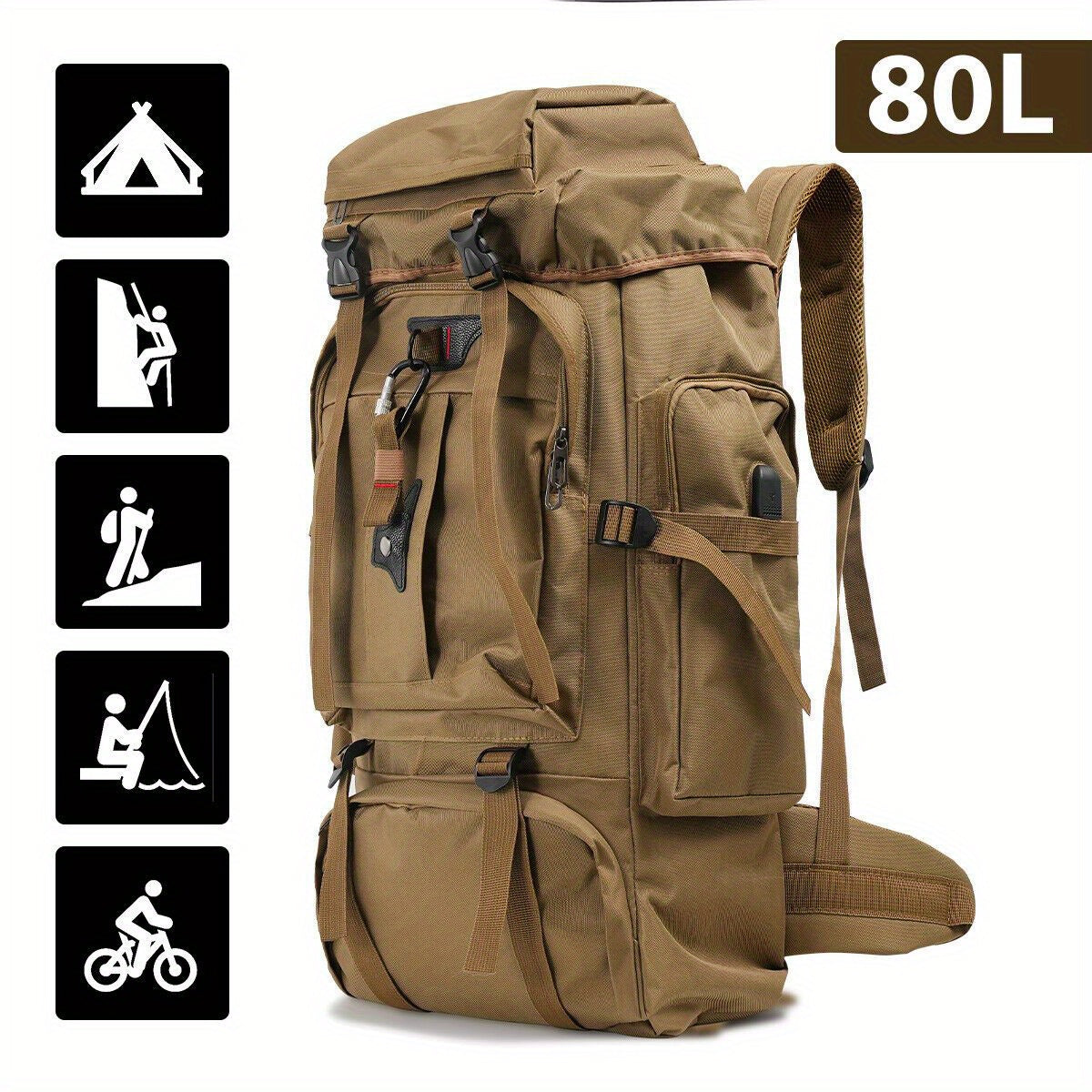 80L Large Capacity Multi-Function Backpack Hiking Backpack Sports Camping Outdoor Hiking Backpack Travel Backpack Bag