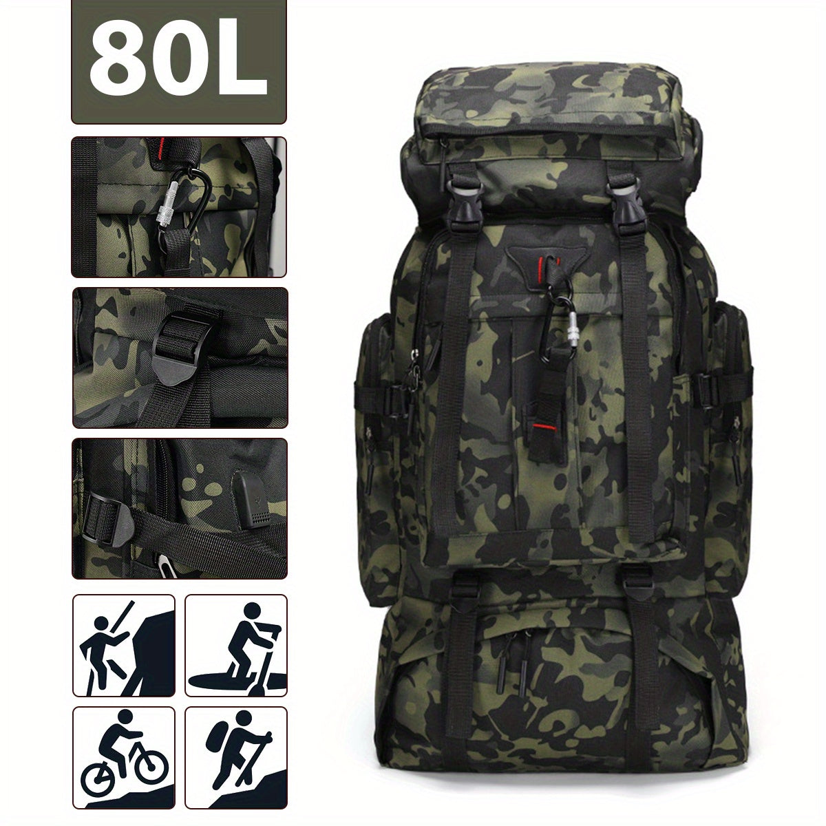 80L Large Capacity Multi-Function Backpack Hiking Backpack Sports Camping Outdoor Hiking Backpack Travel Backpack Bag