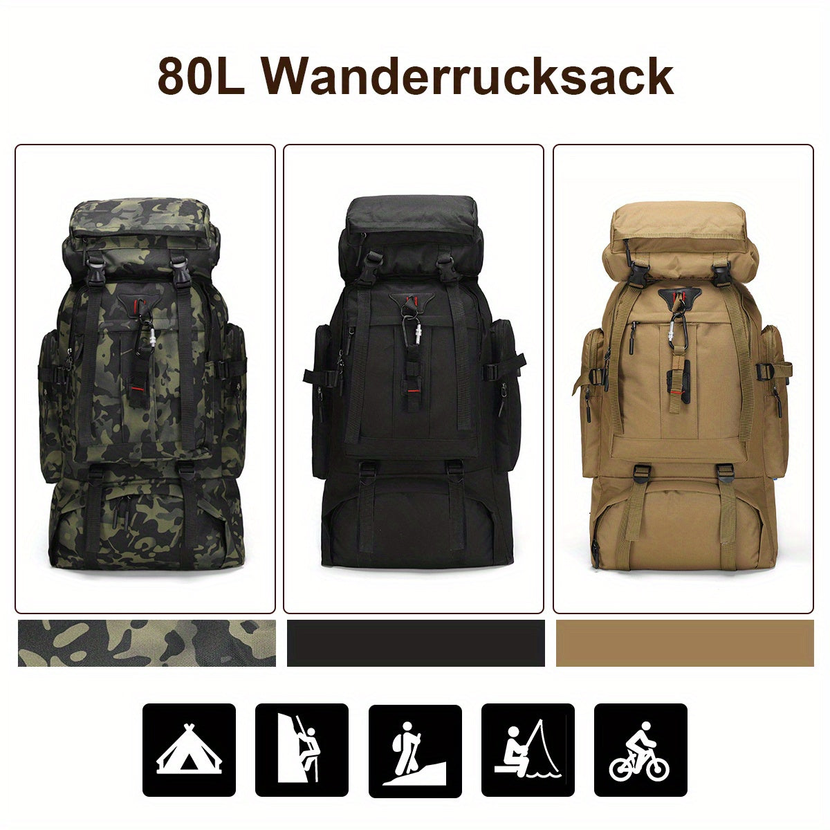 80L Large Capacity Multi-Function Backpack Hiking Backpack Sports Camping Outdoor Hiking Backpack Travel Backpack Bag