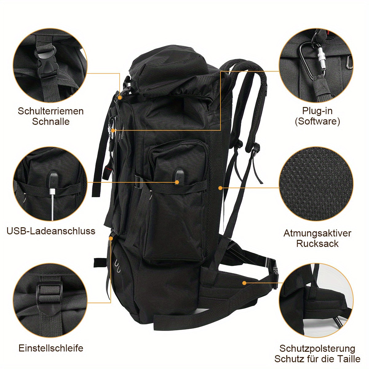 80L Large Capacity Multi-Function Backpack Hiking Backpack Sports Camping Outdoor Hiking Backpack Travel Backpack Bag