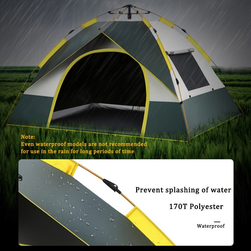 Waterproof and Windproof Double Door Tent with Linen Material and Rubber Stopper, Easy Setup, Family Camping Tent