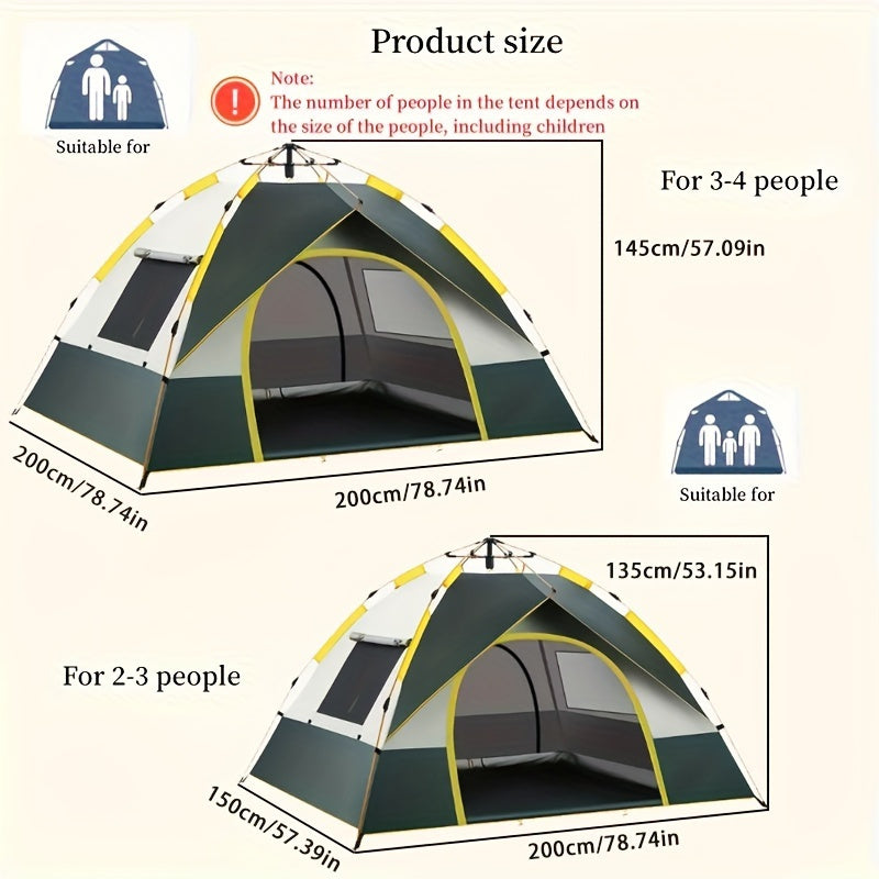 Waterproof and Windproof Double Door Tent with Linen Material and Rubber Stopper, Easy Setup, Family Camping Tent