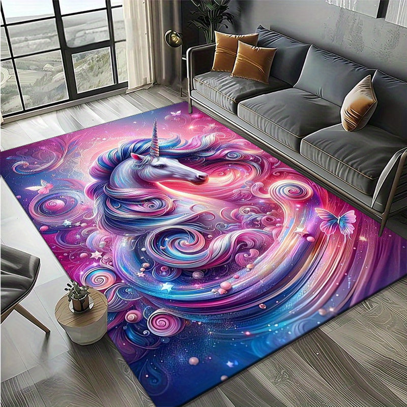 Luxurious Crystal Velvet Area Rug with Beautiful Horse & Dragon Design - Non-Slip, Perfect for Bedroom and Living Room Decor, Area Rugs Living Room