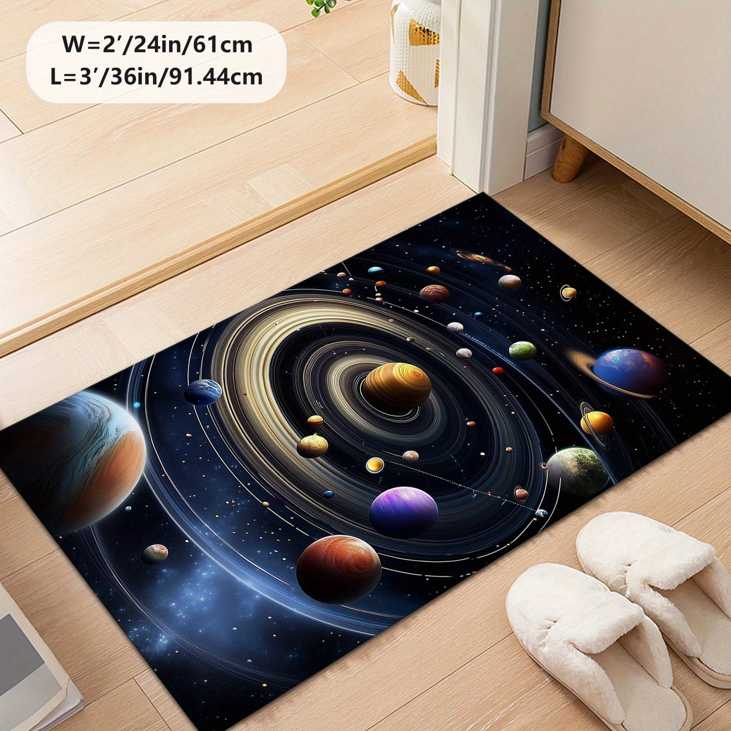 3D Space Galaxy Pattern Area Rug, Crystal Velvet 800gsm, Non-Slip, Machine Washable, Multi-Size Options (60.96x91.44cm, 91.44x152.4cm, 121.92x182.88cm, 152.4x213.36cm, 182.88x274.32cm), Home & Outdoor Decor, Living Room, Sofa