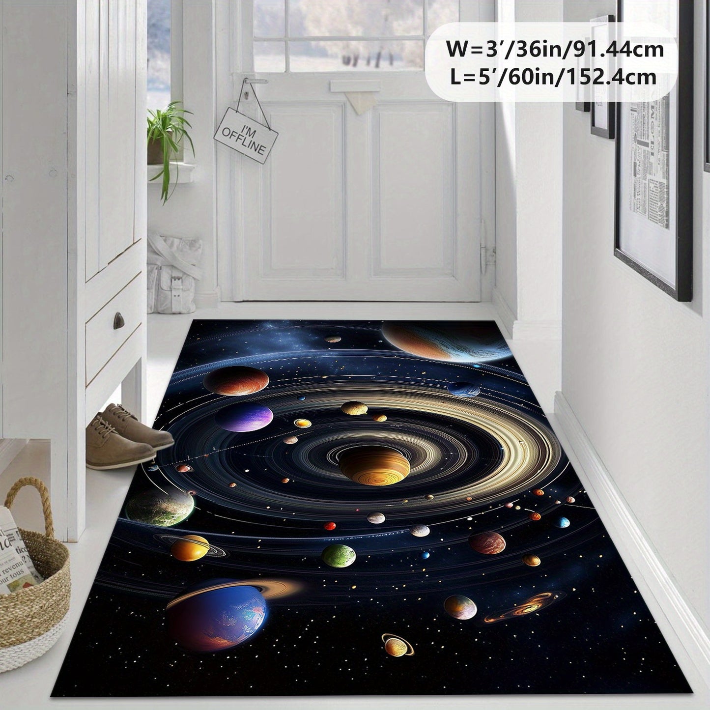 3D Space Galaxy Pattern Area Rug, Crystal Velvet 800gsm, Non-Slip, Machine Washable, Multi-Size Options (60.96x91.44cm, 91.44x152.4cm, 121.92x182.88cm, 152.4x213.36cm, 182.88x274.32cm), Home & Outdoor Decor, Living Room, Sofa