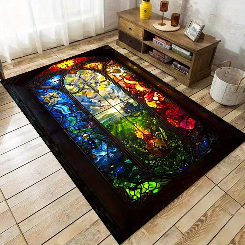 Enchanted Castle Dragon Print Non-Slip Rug - Plush Crystal Velvet, Perfect for Bedroom, Living Room, Dorm & Outdoor Decor - Ideal Holiday Gift, Door Mat, Yoga Mat, 800g Per Square Meter