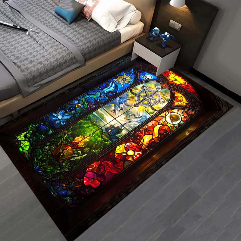 Enchanted Castle Dragon Print Non-Slip Rug - Plush Crystal Velvet, Perfect for Bedroom, Living Room, Dorm & Outdoor Decor - Ideal Holiday Gift, Door Mat, Yoga Mat, 800g Per Square Meter