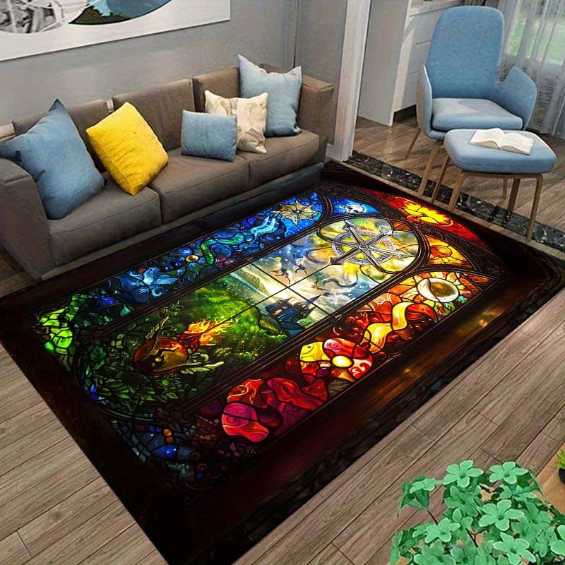 Enchanted Castle Dragon Print Non-Slip Rug - Plush Crystal Velvet, Perfect for Bedroom, Living Room, Dorm & Outdoor Decor - Ideal Holiday Gift, Door Mat, Yoga Mat, 800g Per Square Meter