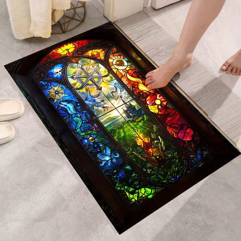 Enchanted Castle Dragon Print Non-Slip Rug - Plush Crystal Velvet, Perfect for Bedroom, Living Room, Dorm & Outdoor Decor - Ideal Holiday Gift, Door Mat, Yoga Mat, 800g Per Square Meter