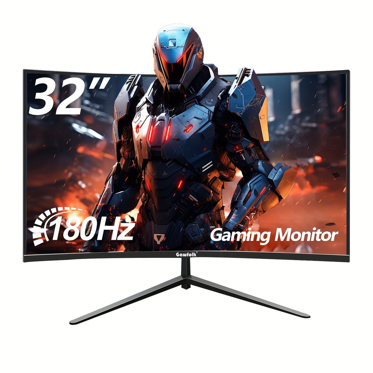 Gawfolk 32-inch Gaming Monitor Curved 1K 180Hz PC Screen Full HD 1080P, Frameless 1800R Computer Screen supports VESA