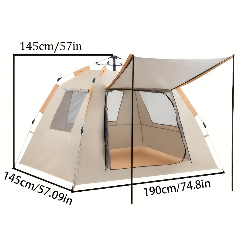 Quick-Open 2-3 Person Camping Tent - Portable, Waterproof Oxford Fabric with Fiberglass Poles for Beach & Outdoor Adventures