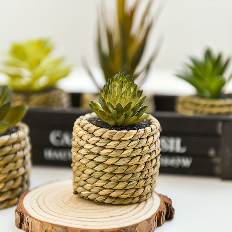 5pcs Set of Artificial Succulents & Aloe - Faux Potted Plants for Indoor/Outdoor Decor, Perfect for Home, Kitchen, Desk, and Wedding, for Spring