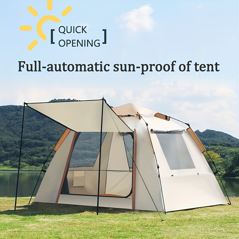 Quick-Open 2-3 Person Camping Tent - Portable, Waterproof Oxford Fabric with Fiberglass Poles for Beach & Outdoor Adventures