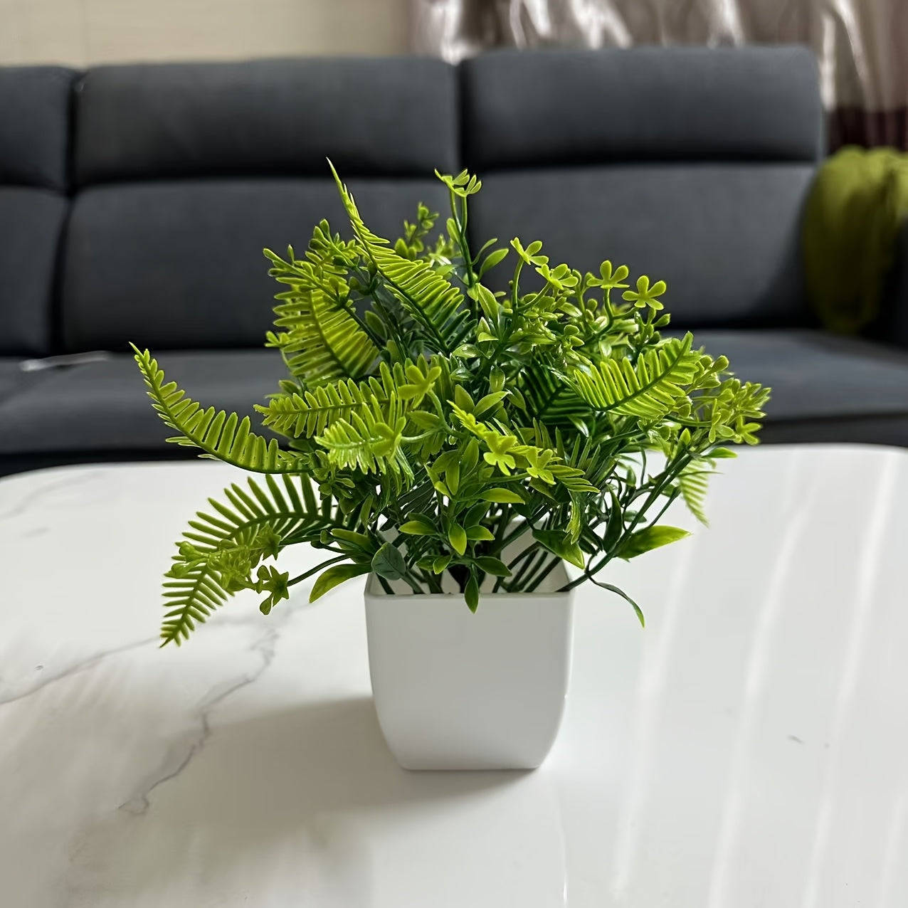 1/2pcs Artificial Fern Plants in Pots, Versatile Faux Greenery Decor, Plastic Home Accents, with Containers for Bathroom, Living Room, Bedroom, Office Desk, Dining Table, All-Season Spring Decoration, Artificial Plants for Ho