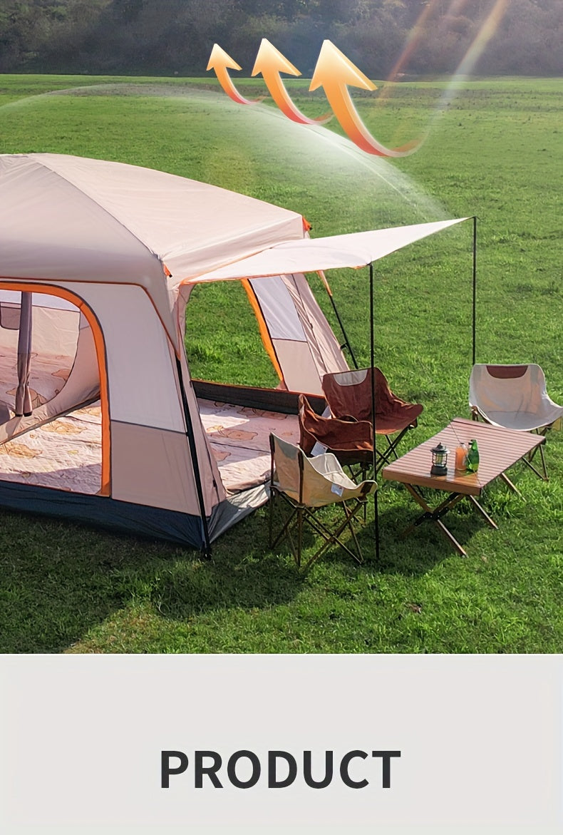 KAIROAD Spacious Beige Tent - 2 Bedrooms & Living Room, Portable Folding Design for Camping and BBQs, Windproof & Waterproof Oxford Fabric, All-Season Zip Closure, KAIROAD