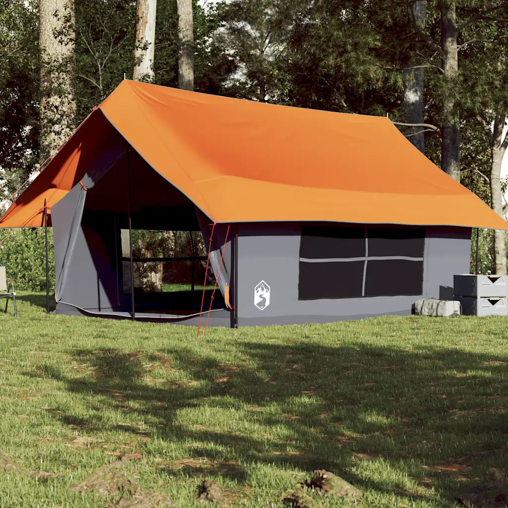 Camping Tent 5 People Grey and Orange Waterproof