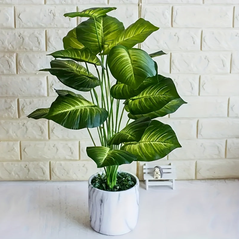 1pc High-end Simulation Plant, 18 Large Leaves, Suitable for High-end Indoor and Outdoor Decoration, Very Suitable for Weddings, Hotels, Gardens, Courtyards, Photography and Beautiful Green Plant Decoration