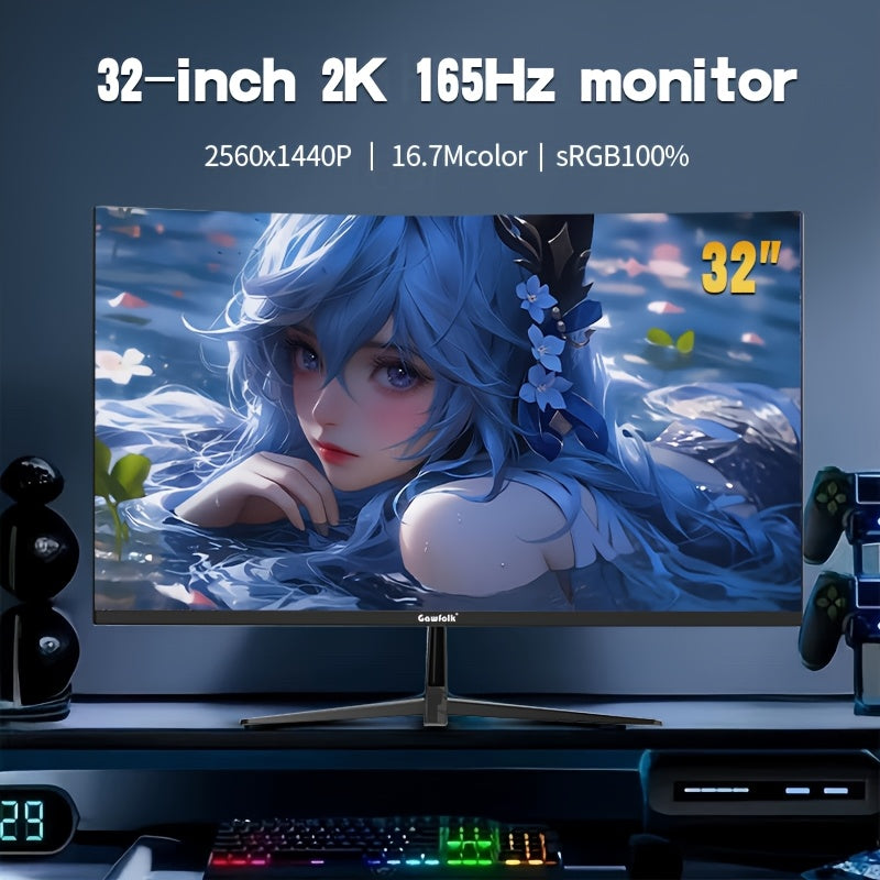 GAWFOLK 32 Zoll Curved Gaming Monitor - 165Hz und QHD