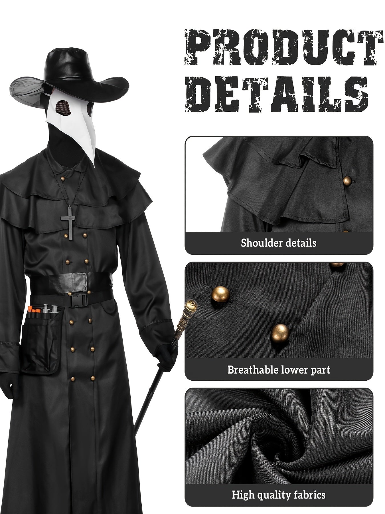 Steampunk Pestdoktor Kostüm für Herren - Mystisches Outfit für Halloween und Mottopartys