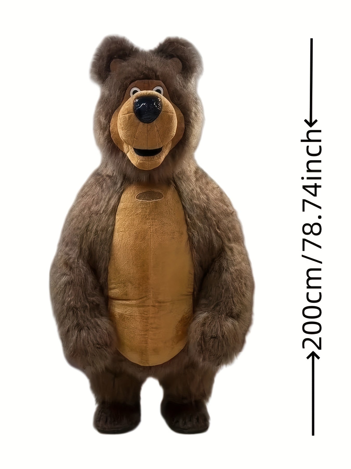 Giant 198.12cm Inflatable Brown Bear Mascot Costume for Adults - Realistic Walkable Blow-Up Suit, Perfect for Parties, Weddings & Halloween - Fits 4'27.94cm to 5'17.78cm Height, Polyester, Zip-Up, Non-Washable