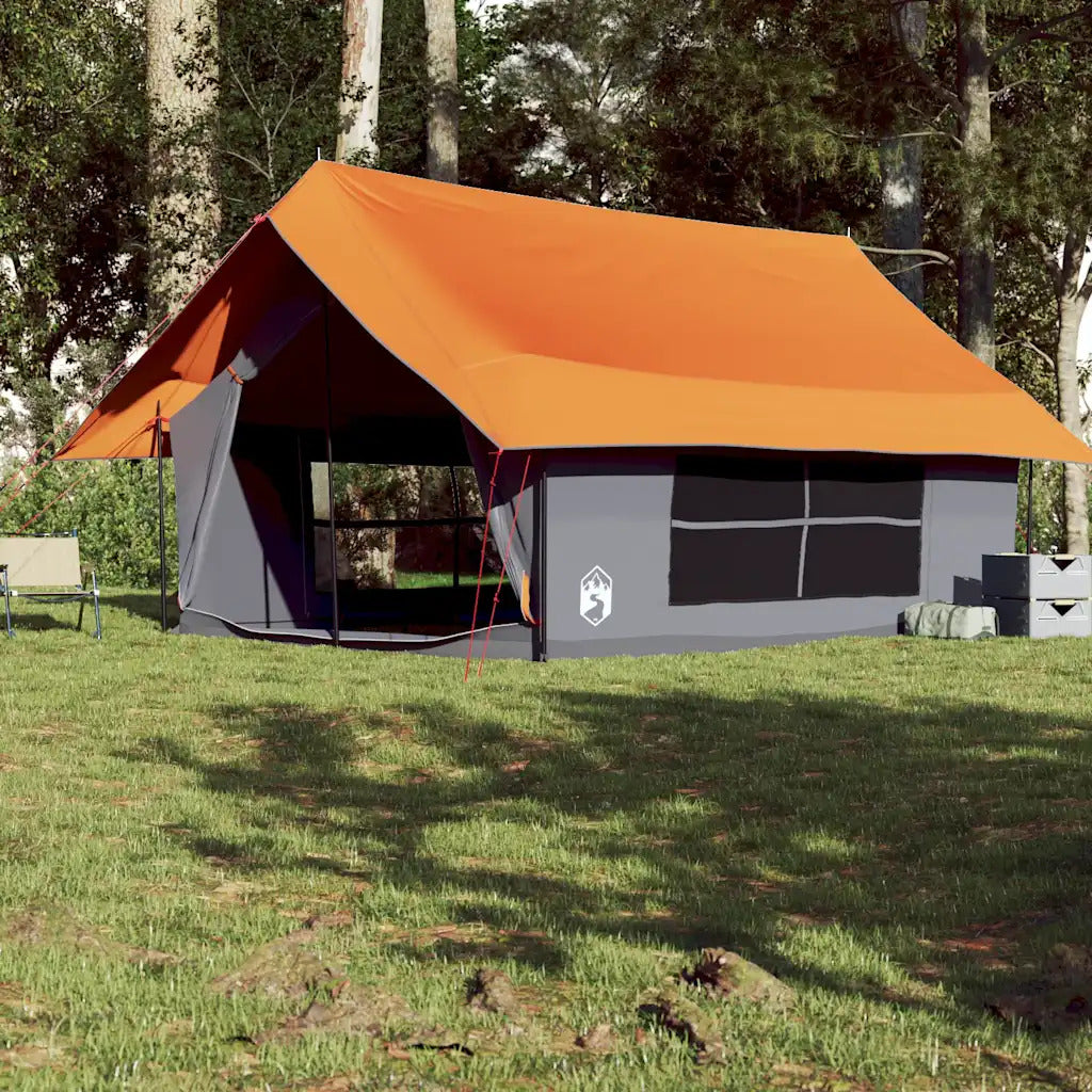 Camping Tent 5 People Grey and Orange Waterproof