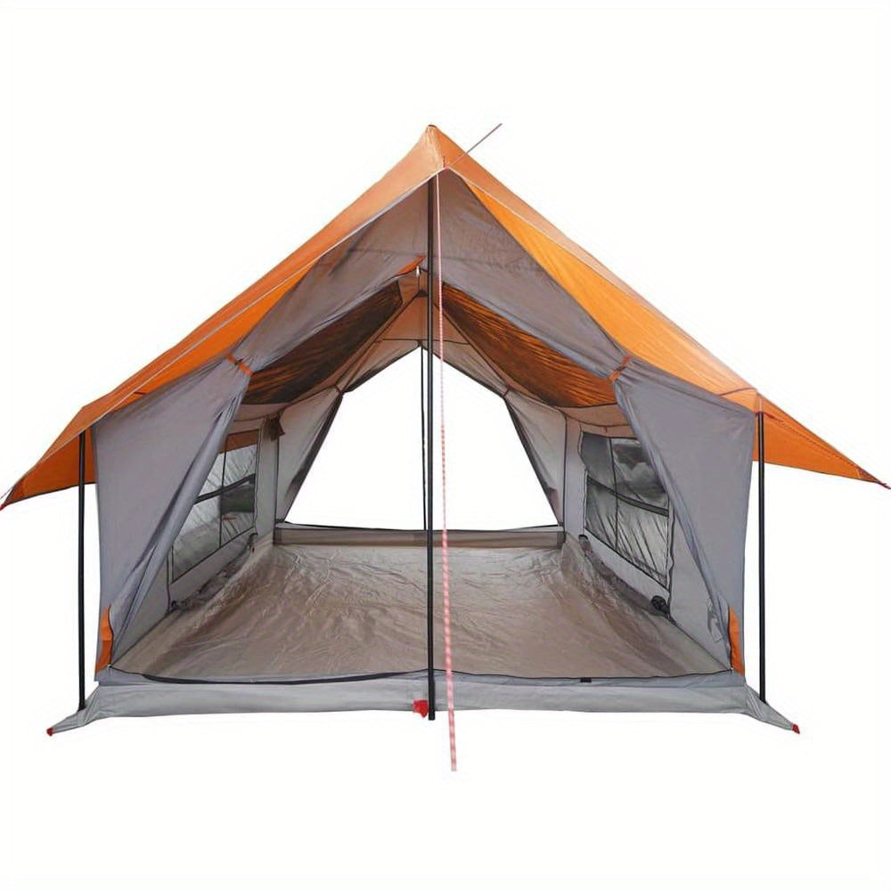 Camping tent for 5 people, grey and orange, waterproof