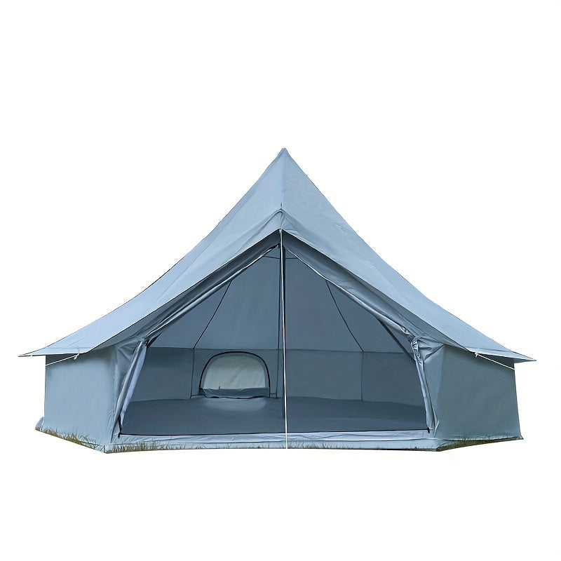 Large 4M Silver-Coated Outdoor Luxury Mongolian Yurt Tent - Waterproof & Fire-Resistant 210D Oxford Fabric - Double Person Camping, Family Picnic, Hiking, Glamping - Easy Setup, Removable, Portable, Zip Closure, Steel Frame