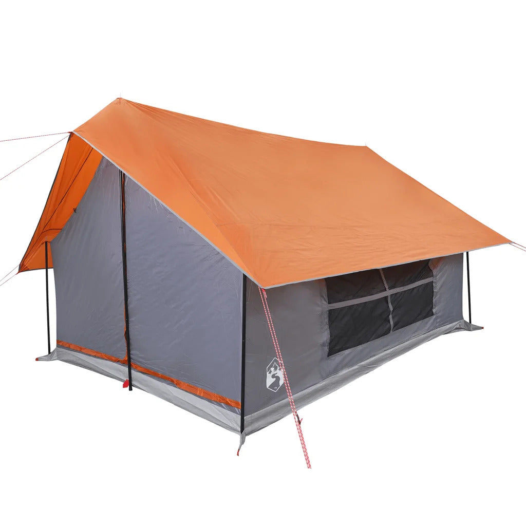 Camping Tent 5 People Grey and Orange Waterproof