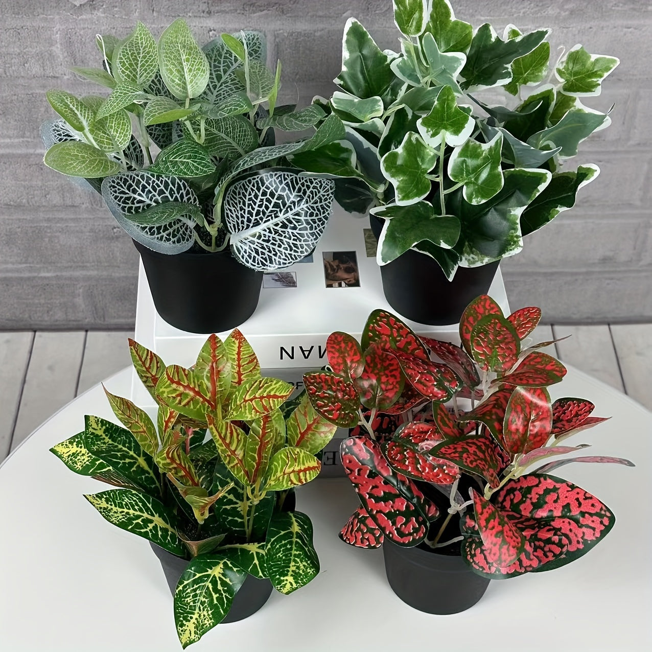 4pcs Set of Lifelike Artificial Green Plants - Perfect for Home & Garden Decor, Includes Pots - Ideal for Spring, Christmas, Easter, Ramadan, Thanksgiving