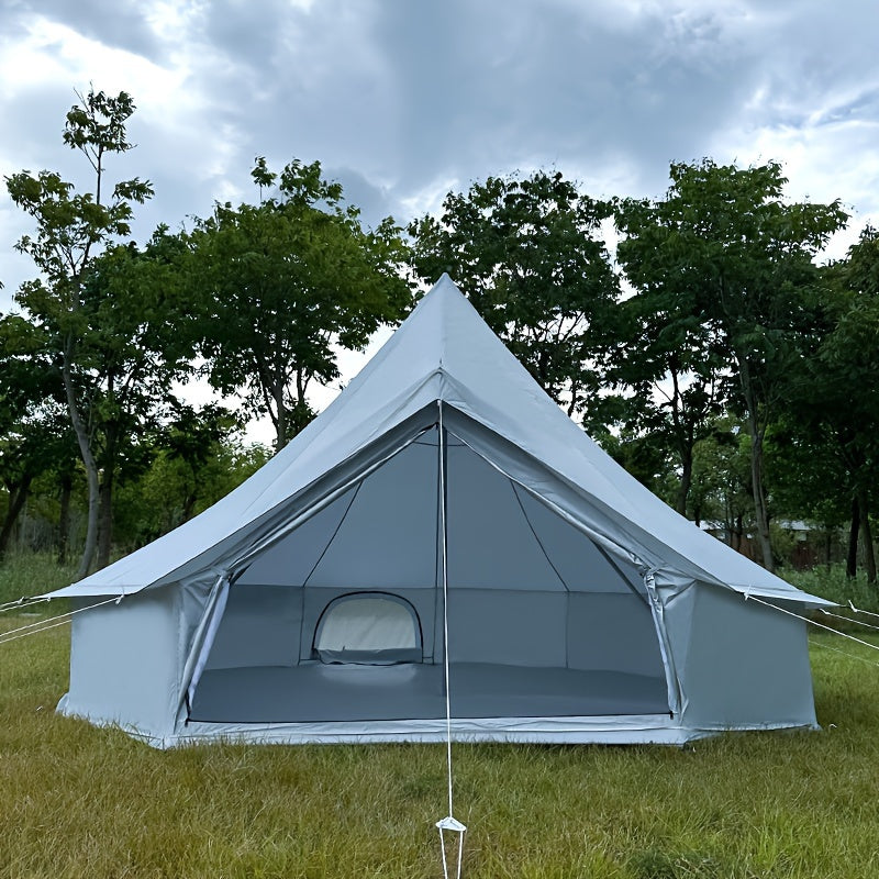 Large 4M Silver-Coated Outdoor Luxury Mongolian Yurt Tent - Waterproof & Fire-Resistant 210D Oxford Fabric - Double Person Camping, Family Picnic, Hiking, Glamping - Easy Setup, Removable, Portable, Zip Closure, Steel Frame