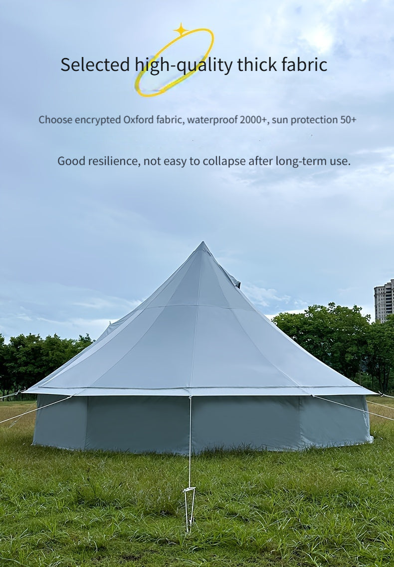 Large 4M Silver-Coated Outdoor Luxury Mongolian Yurt Tent - Waterproof & Fire-Resistant 210D Oxford Fabric - Double Person Camping, Family Picnic, Hiking, Glamping - Easy Setup, Removable, Portable, Zip Closure, Steel Frame