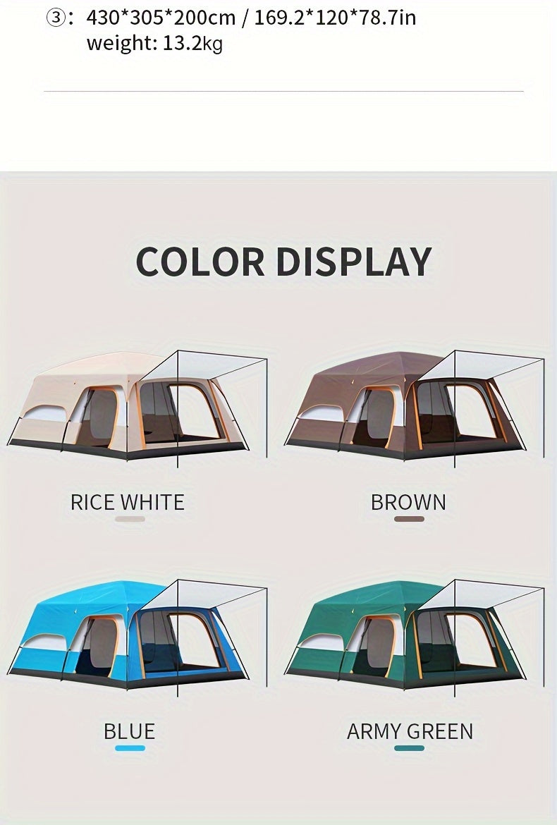 KAIROAD Spacious Beige Tent - 2 Bedrooms & Living Room, Portable Folding Design for Camping and BBQs, Windproof & Waterproof Oxford Fabric, All-Season Zip Closure, KAIROAD