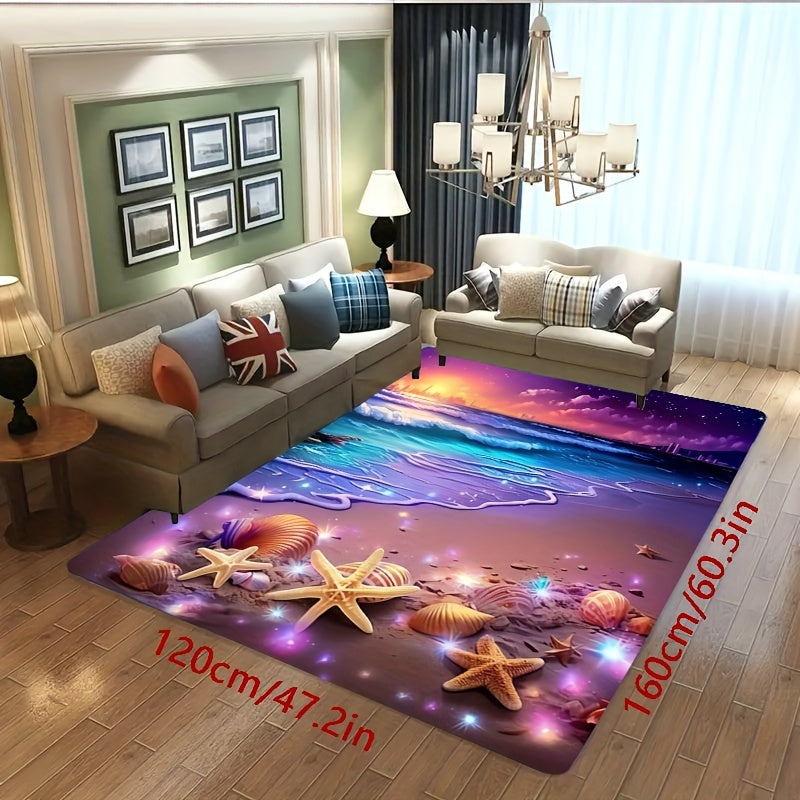 1pc Floral 3D Printed Flannel Rug - Non-Slip, Machine Washable for Kitchen, Living Room, Bedroom, Dining Area - Perfect for Home Decor & Holidays