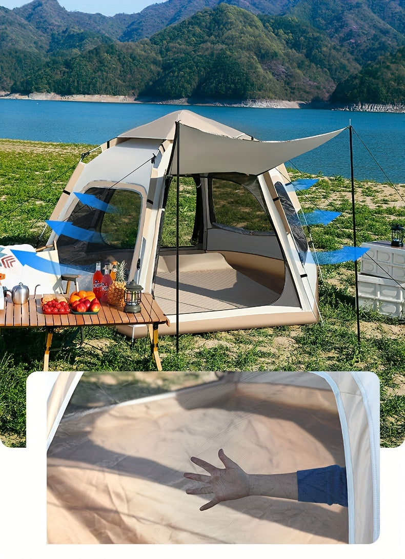 Quick Opening Camping Tent Waterproof Hexagonal Fully Automatic Tent Outdoor Camping Single Layer Tent Climbing Oxford Cloth Tent