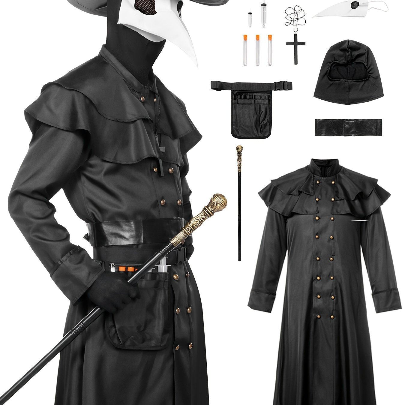 Steampunk Pestdoktor Kostüm für Herren - Mystisches Outfit für Halloween und Mottopartys