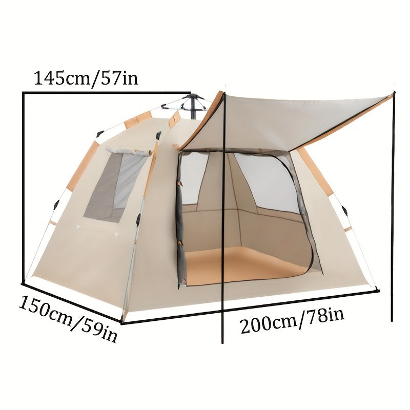 Quick-Open 2-3 Person Camping Tent - Portable, Waterproof Oxford Fabric with Fiberglass Poles for Beach & Outdoor Adventures