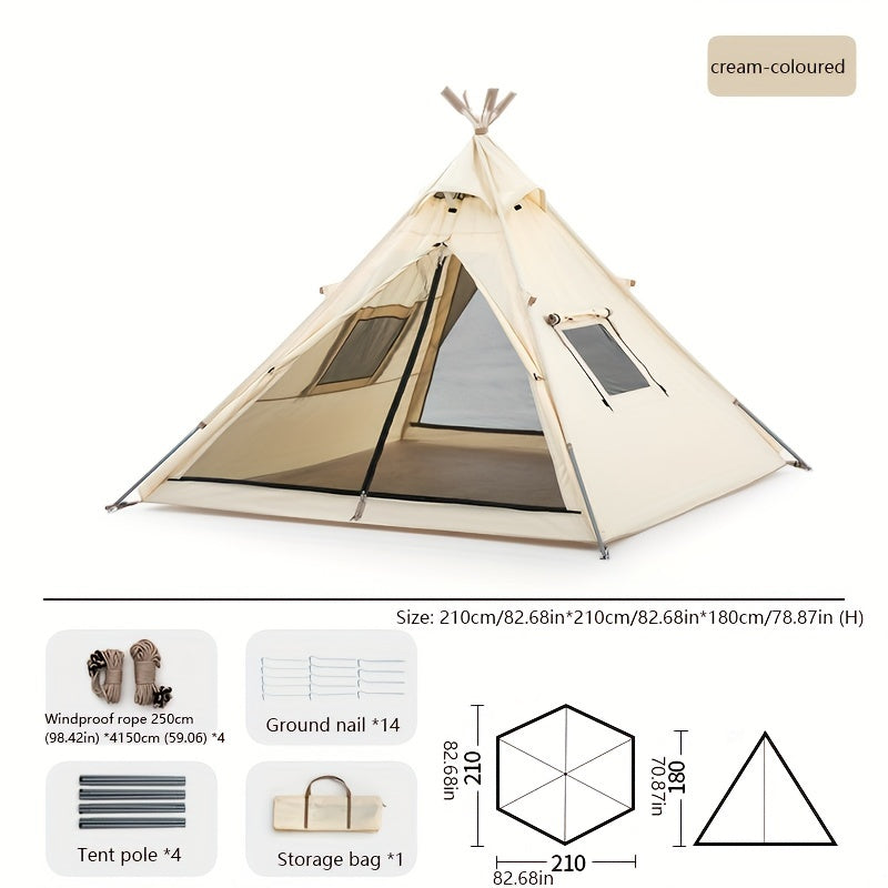 BISINNA Hexagonal Pyramid Tent for 2-4 People - Waterproof, Durable Oxford Fabric with Zip Closure and Iron Frame - Perfect for Family Camping