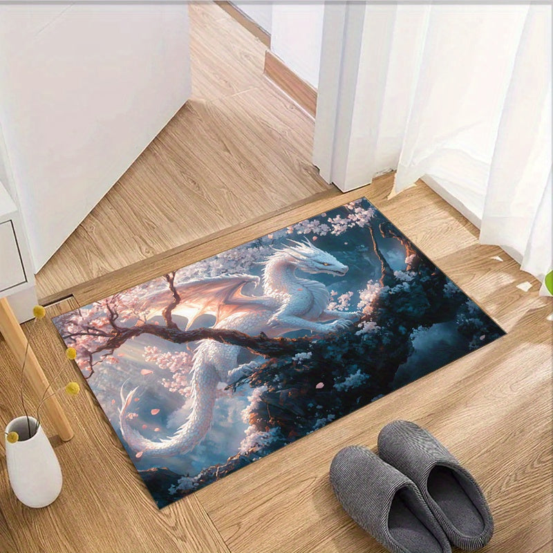 Dragon-Themed Christmas Carpet - Soft Crystal Velvet, Perfect for Living Room, Bedroom, Game Room & Outdoor Decor, Christmas Decor