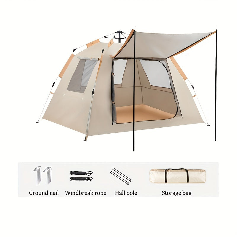 Quick-Open 2-3 Person Camping Tent - Portable, Waterproof Oxford Fabric with Fiberglass Poles for Beach & Outdoor Adventures