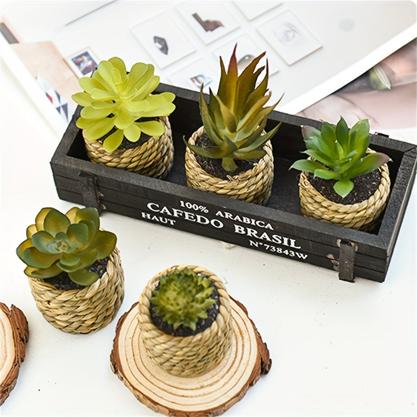 5pcs Set of Artificial Succulents & Aloe - Faux Potted Plants for Indoor/Outdoor Decor, Perfect for Home, Kitchen, Desk, and Wedding, for Spring