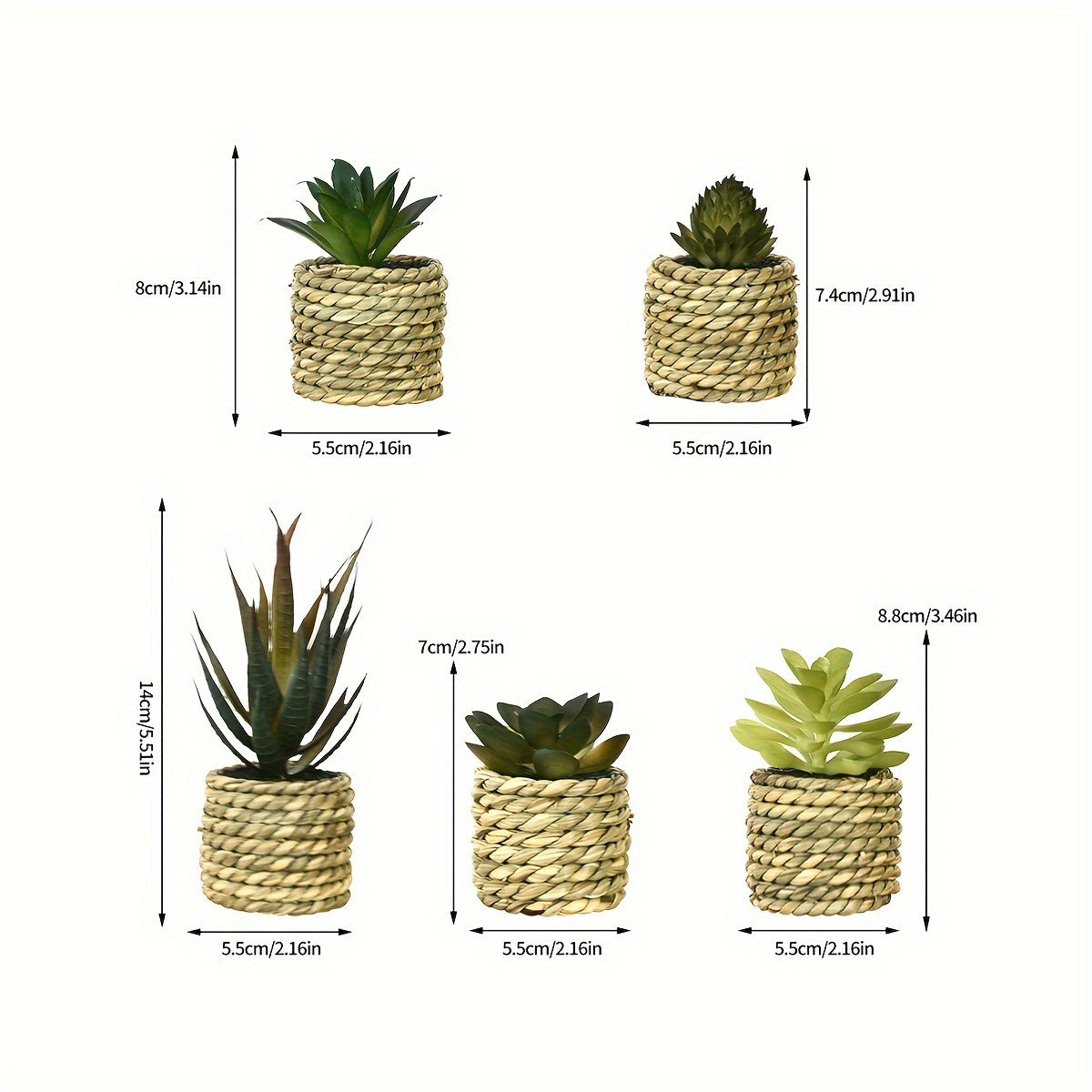 5pcs Set of Artificial Succulents & Aloe - Faux Potted Plants for Indoor/Outdoor Decor, Perfect for Home, Kitchen, Desk, and Wedding, for Spring