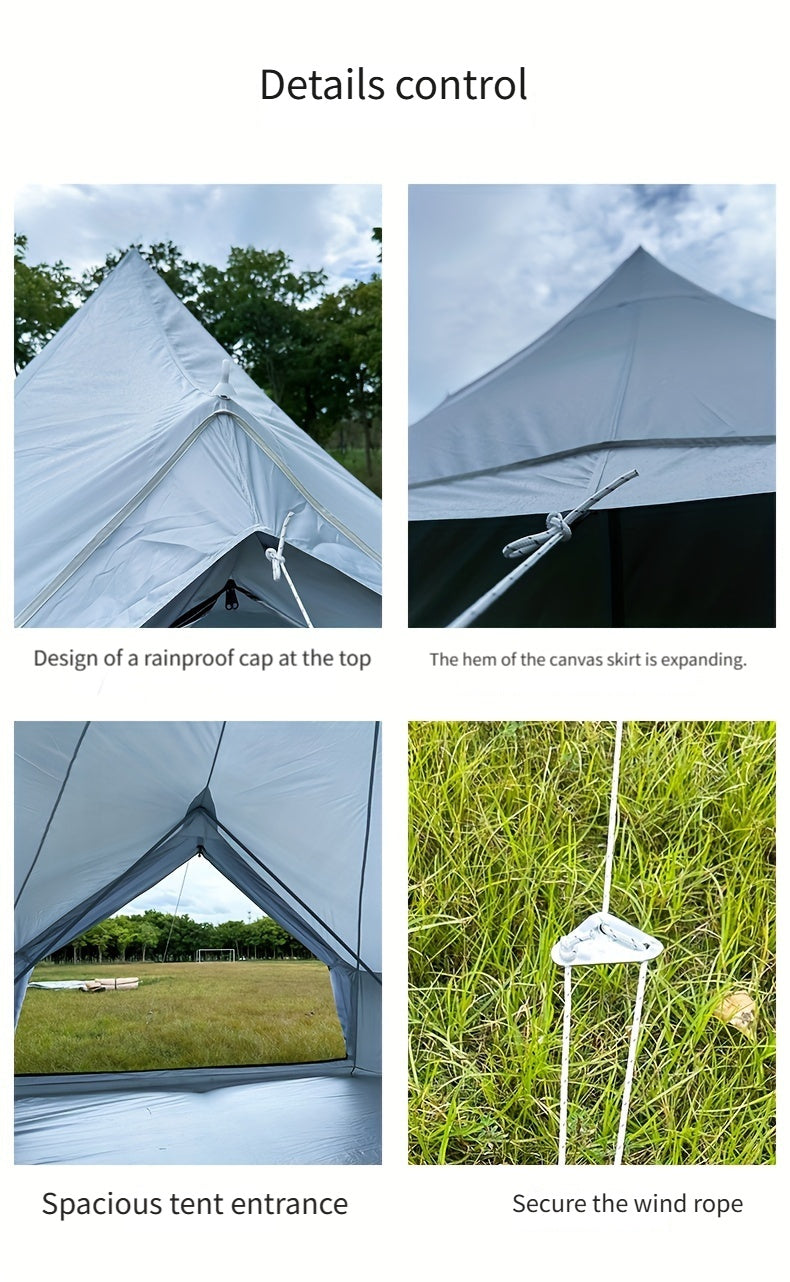 Large 4M Silver-Coated Outdoor Luxury Mongolian Yurt Tent - Waterproof & Fire-Resistant 210D Oxford Fabric - Double Person Camping, Family Picnic, Hiking, Glamping - Easy Setup, Removable, Portable, Zip Closure, Steel Frame