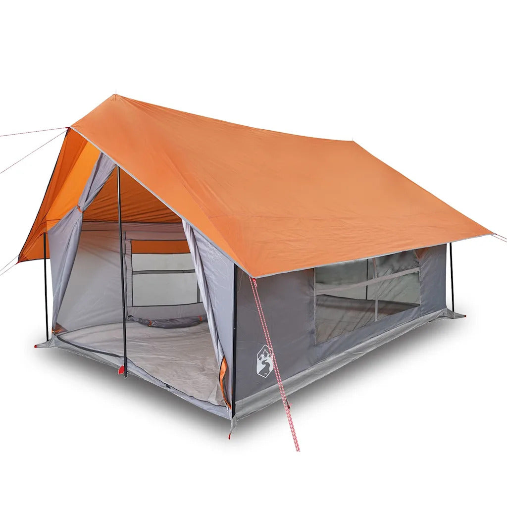 Camping Tent 5 People Grey and Orange Waterproof