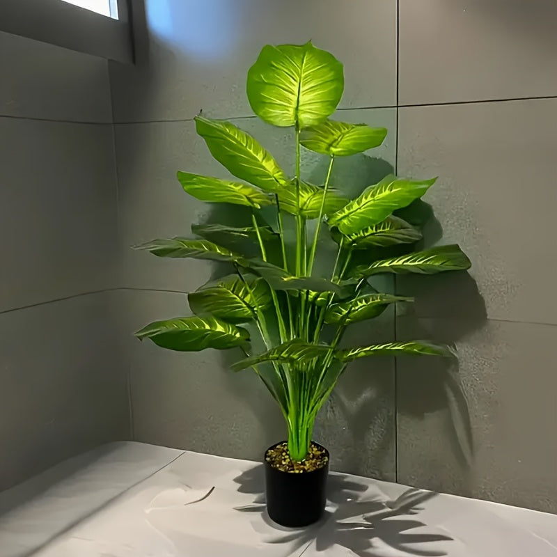 1pc High-end Simulation Plant, 18 Large Leaves, Suitable for High-end Indoor and Outdoor Decoration, Very Suitable for Weddings, Hotels, Gardens, Courtyards, Photography and Beautiful Green Plant Decoration