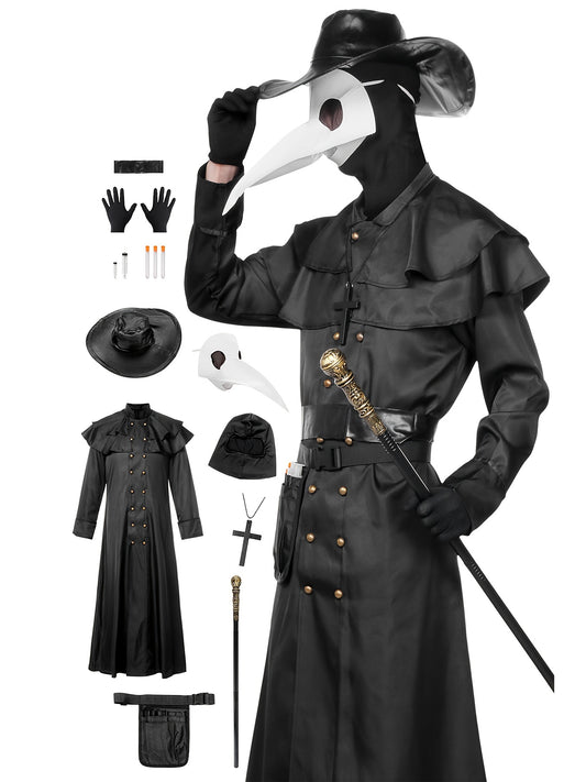 Steampunk Pestdoktor Kostüm für Herren - Mystisches Outfit für Halloween und Mottopartys