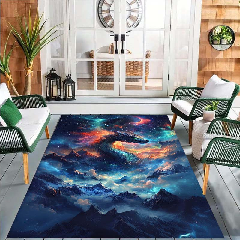 A Fantasy Dragon Soars Above The Clouds, Featuring a Stylish Printed Non-Slip Outdoor Carpet, Suitable for Yoga, Bedrooms, Bathrooms, Living Rooms, Dorms, And Balconies, Making It a Perfect Decorative Rug And Holiday Gift, We