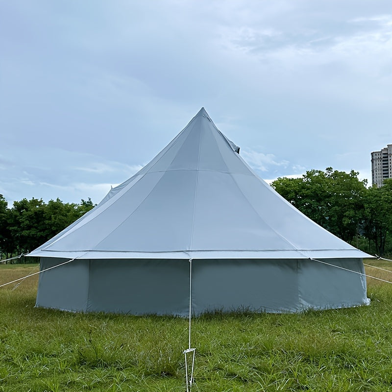 Large 4M Silver-Coated Outdoor Luxury Mongolian Yurt Tent - Waterproof & Fire-Resistant 210D Oxford Fabric - Double Person Camping, Family Picnic, Hiking, Glamping - Easy Setup, Removable, Portable, Zip Closure, Steel Frame